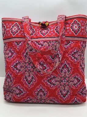 Vera Bradley Red Frankly Scarlet Paisley Retired 2009 Print Tote